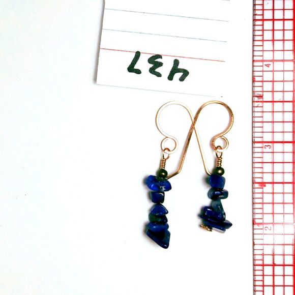 artisan earrings 437#mfs NEW boho Lapis blue gemstone earrings cottagecore fairy - Picture 3 of 5